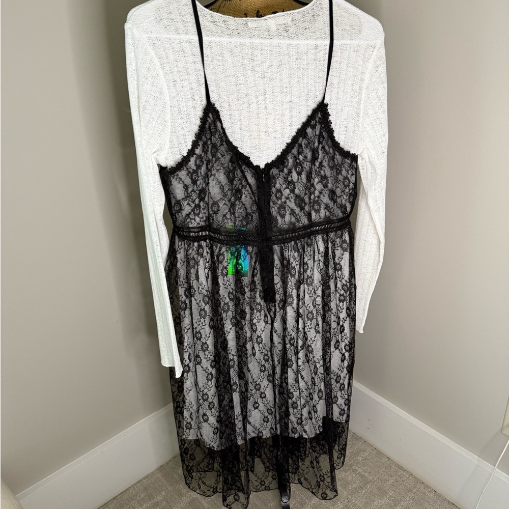 Black Lace Midi Dress - Picture 10 of 12